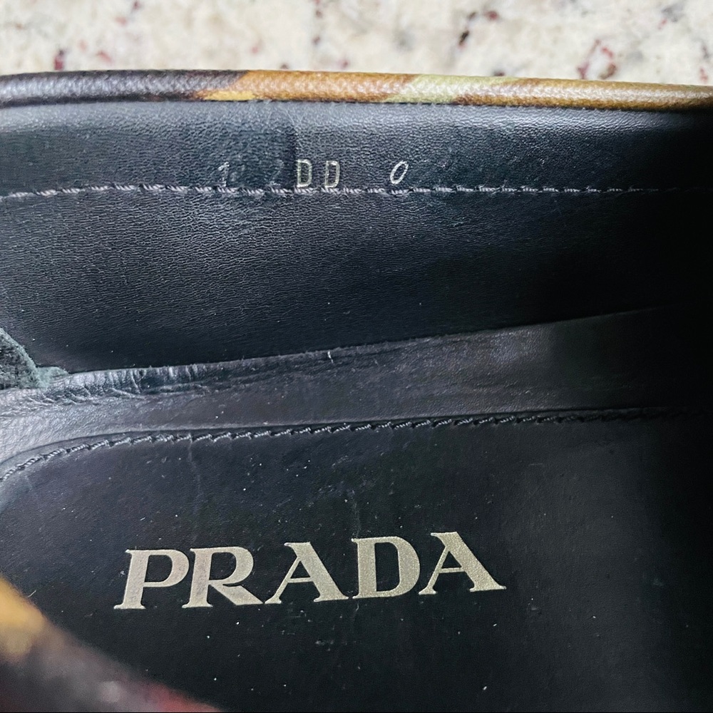 RUNWAY PRADA GREEN CAMO PRINT LEATHER CAMOUFLAGE SLOAFERS MENS SHOES (No Box) - Picture 7 of 7